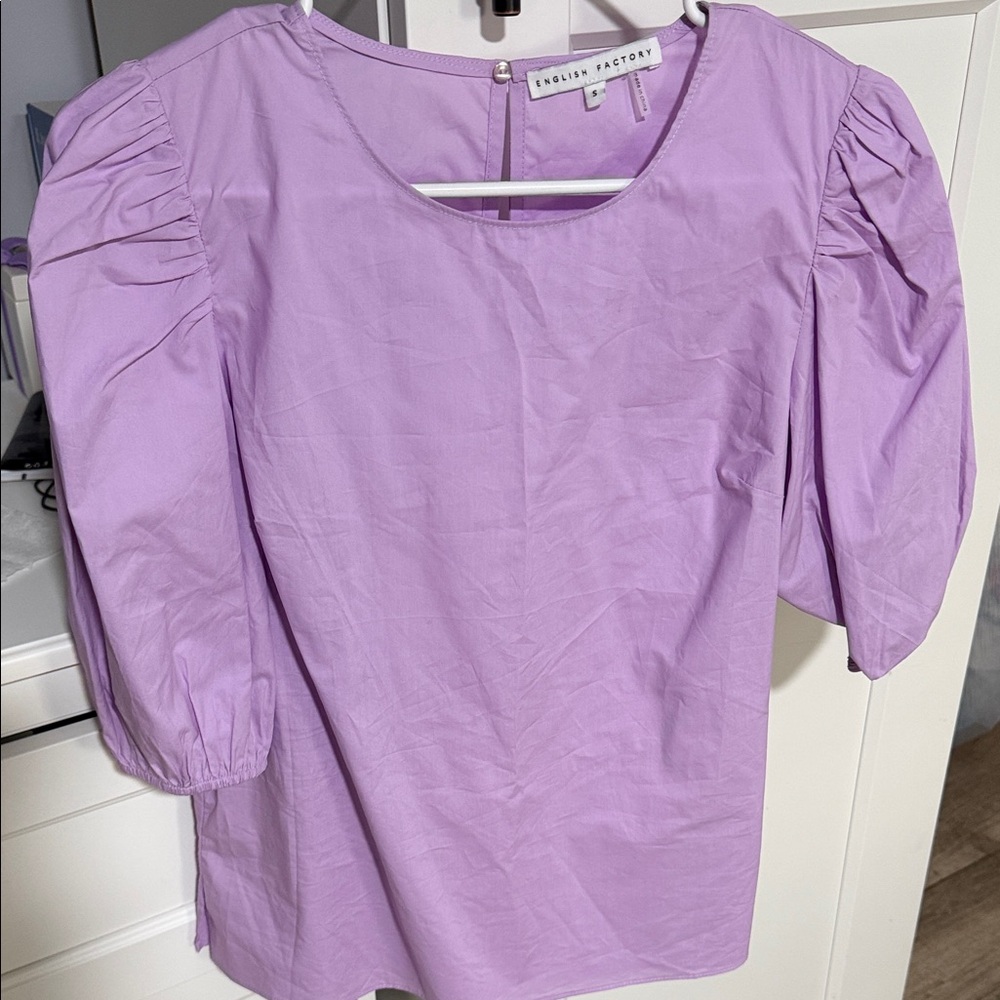 English Factory Lilac Puff Sleeve Blouse